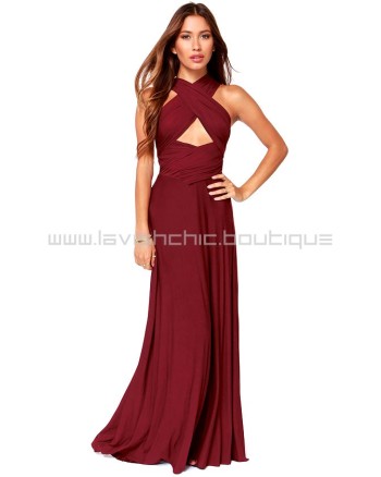 Tricks Of The Trade Burgundy Maxi Dress (Convertible Dress)